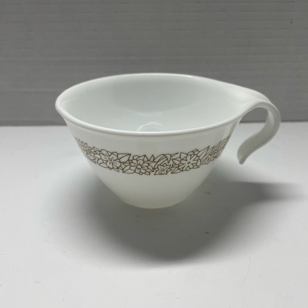 Vintage Corningware White and Brown Floral Cup set of 4